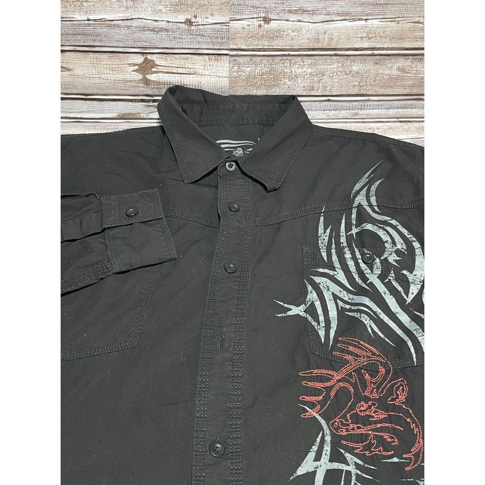 Legendary Long‎ Sleeve Button Up Logo Black Mens Size XL